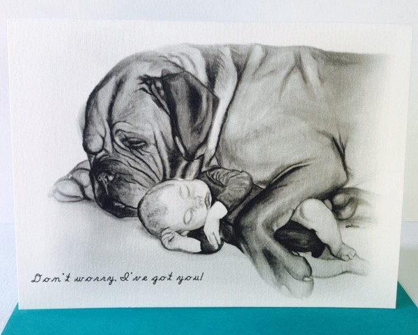 Greeting Card of Dog and Baby