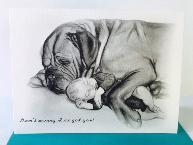 Greeting Card of Dog and Baby