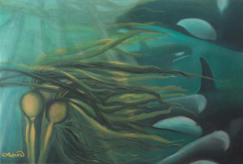 Kelp Orcas Print
