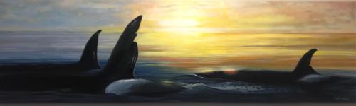 Orcas at Sunset - Private Commission